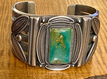 Exquisite Harry Morgan Navajo Sterling Silver & Royston Turquoise Bracelet - Total Weight - 134.2 Grams