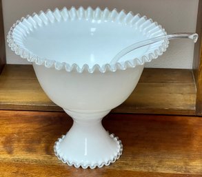 Gorgeous Large Fenton Silver Crest Punchbowl With Base And Glass Ladle