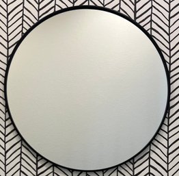 30' Round Wall Mirror With Black Metal Frame