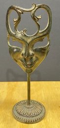 Bali Hand Made Bronze Metal Face On Stand