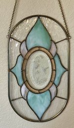 Gorgeous Stained Glass Window Art With Metal Chain