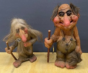 (2) Vintage Nyfrom Norway Troll Figurines 1974 With Tags