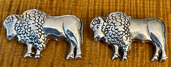 2 Sterling Silver Buffalo Pins - Total Weight - 20.6 Grams