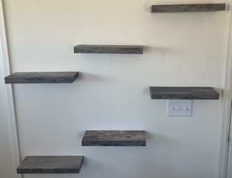 6 Grey Faux Wood 16' Floating Wall Shelves