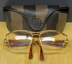 Vintage Pair Of Fendi Italy Prescription Bifocal Glasses With Genuine Fendi Case