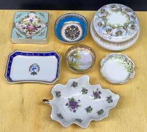 (7) Vintage Hand Painted Dishes - Lefton, Haviland, Limoges, Nippon, Austria, And More