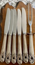 458 Grams Total - International Stainless Top Sterling Handle Spring Glory 9' Knives And 9'carving Fork