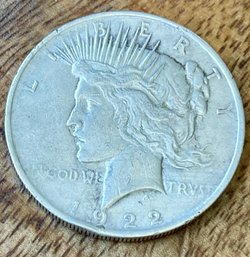 1922 Silver Liberty Peace Dollar Coin - 90 Percent Silver