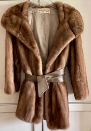 Rich's Fur Salon Mink Fur Coat With Leather Sash