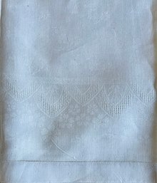 Antique Linen Damask 59 X 78 Tablecloth