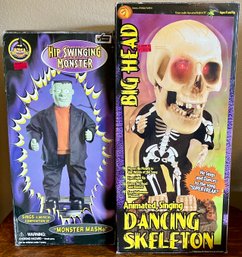 Vintage Halloween Animated Hip Swinging Monster And Dancing Skeleton In Original Boxes