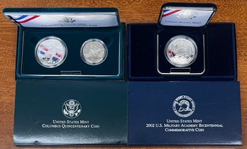 US Mint 2002 Military Academy Bicentennial Commemorative Coin, 1992 Columbus Quincentenary Coin