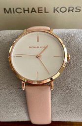 Michael Kors Watch In Original Box With Pink Genuine Leather Band