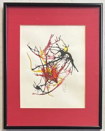(2) Signed Etc 1984 Abstract Watercolor In Frame (as Is)