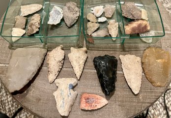 1920's Arrowhead Collection Some Complete Some Parts Found In Wyoming - Jasper -Agate - Obsidian