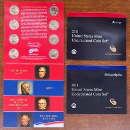 2009 And 2011 US Mints Uncirculated Coin Sets - Denver And Philadelphia