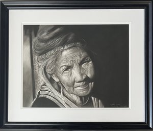 Amazing Hyper Realism Charcoal Art Surat 2002 Chiang Mai Thailand In Frame