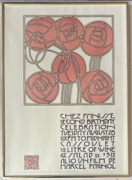 1977 Chez Panisse Second Birthday Celebration David Lance Goines Print In Frame