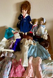 Vintage Doll And Clothing Lot - Alex, Barbie Clothes, Dresses, Shoes, Hats, Mechanical Bear, And More (as Is)