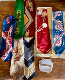 Vintage Men's Ties - Aggies, Desmond With Swank Clip In Box, Hipsh In Box, And More