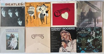(8) Vintage Vinyl Albums - Carpenters, Beatles, Kenny Rogers, Al Hirt, And More