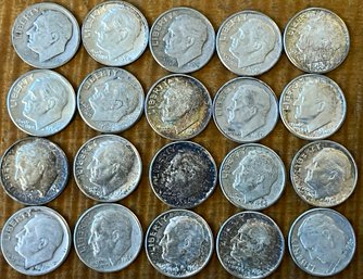 20 Roosevelt Silver Dime Coins - 90 Percent Silver - 1946 - 1064