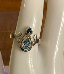 Sterling Silver And Blue Topaz Ring Size 9 - Total Weight 4.6 Grams
