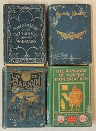 (4) Antique Hard Back Books - Life Of Barnum, Andrew Bentley 1900, Thirty-one Years On Planes 1900
