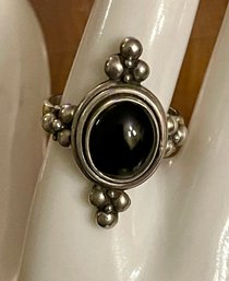 Sterling Silver Snd Onyx Ring Size 10 -weight 11.4 Grams