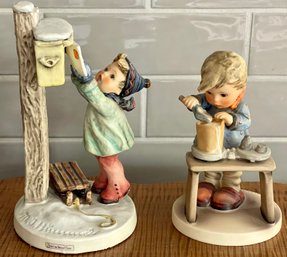 (2) Vintage Goebel West Germany M.J. Hummel Figurines - A Letter To Santa, A Fair Measure 1956 No. 345