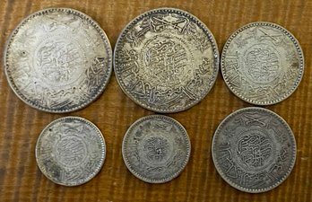 6 Saudi Arabia Vintage Riyal Silver Coins