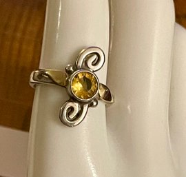 Sterling Silver And Citrine Ring Size 9 - Total Weight 6.5 Grams