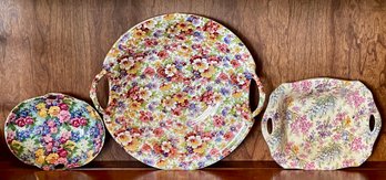 3 Chintz Handled Dishes - James Kent Du Barry - Lord Nelson Ware Heather & Royal Winton Julia