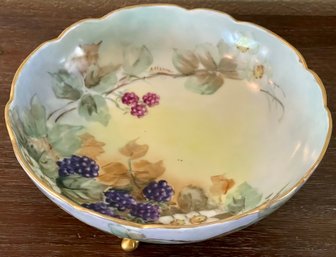 T And V Lamoges Hand Painted By A. Stamm Footed Bowl