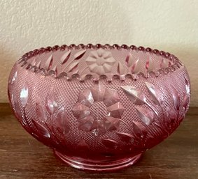 Fenton Cranberry Glass 8' Rose Bowl With Original Sticker