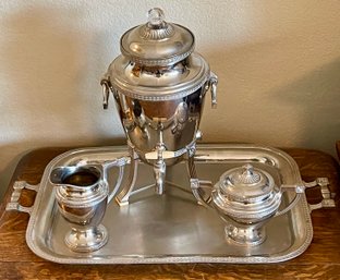 Vintage Art Deco Universal Percolating Coffee Pot With Cream, Sugar, And Tray
