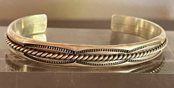 Vintage Navajo Sterling Silver Stamped Cuff Bracelet - Signed C A - Total Weight 22 Grams