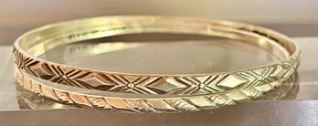 Pair Of Vintage Taxco Mexico Sterling Silver Hammered Design Bangle Bracelets - Total Weight 19 Grams