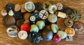 Lot Of Vintage And Antique Buttons - Celluloid, Wood, Bone, Casein, Toggle, And More