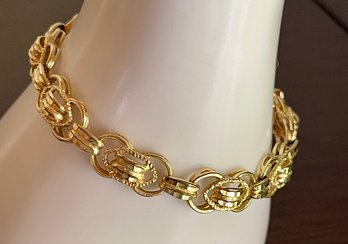 14K Gold  7  Inch Bracelet Signed A E  - Total Weight - 14.13 Grams