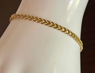 14K Gold Double Twist Chain 7 Inch Bracelet - Total Weight 5.09 Grams