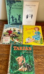 Vintage Little Golden Books - Tarzan, Tammy, Billy Goats Gruff - And 1930 Girl Scout Hand Book With Pamphlet