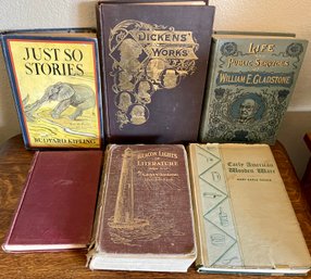 Vintage And Antique Books - Dickens Works, William Gladstone 1898, Black Rock, Beacon Of Light, Kipler 1912