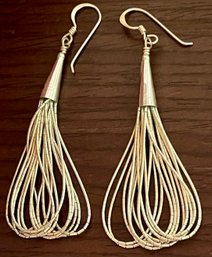 Lovely Sterling Liquid Silver Bead 10 Strand Wire Earrings Total Weight 4.52 Grams