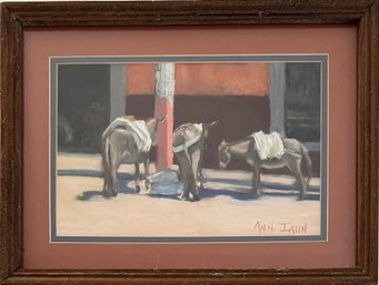 Vintage Small Ann Iaun Framed Burro Original Charcoal