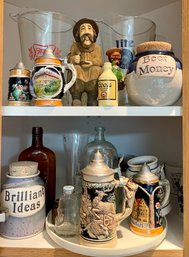 Barware - Kosak Carved Wood Man - Coors Beer Salt - Germany Steins - Old Bottles And More