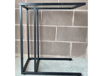 Metal And Glass Top C-frame Side Table