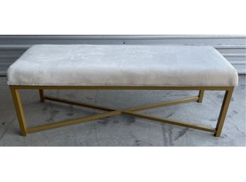 Yi Gia Art And Craft Company Limited Microfiber Off White Foot Bench With Gold Metal Legs