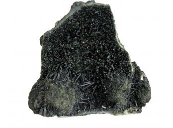 Very Large Black Green Acicular Tourmaline  Specimen On Acrylic Base