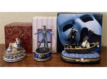 (3) San Francisco Music Box Company Figurines - Phantom & Christine Journey To The Lair And Cats Munkustrap